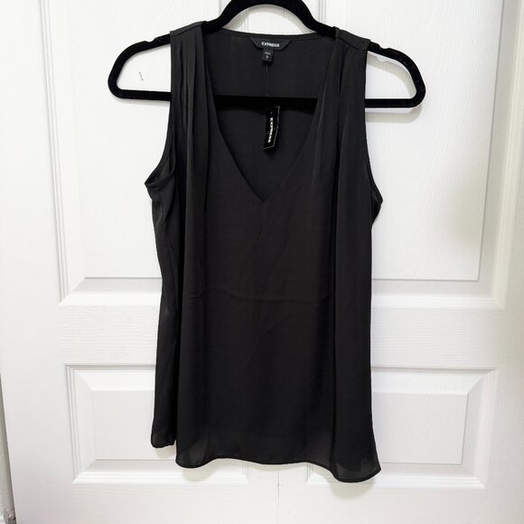 Women Express V Neck Sleeveless Lightweight Blouse in Black Size Small - Picture 1 of 7